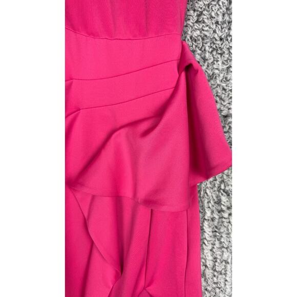 NWT Alexia Admor Valeria Dress Hot Pink Crew Neck Slit Thigh Knee Length Size XL - Picture 4 of 12